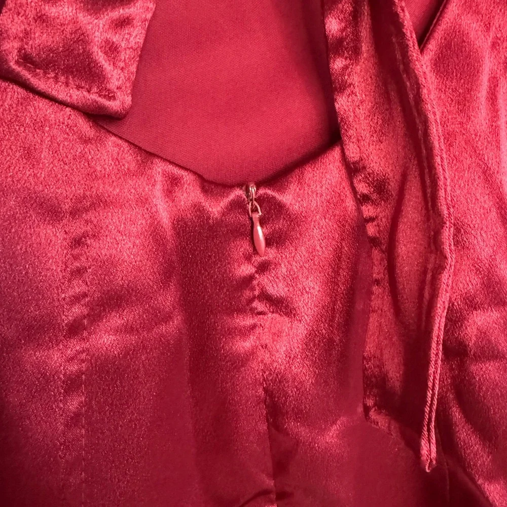 Lucy in the Sky Satin Burgundy Dress - Picture 4 of 4